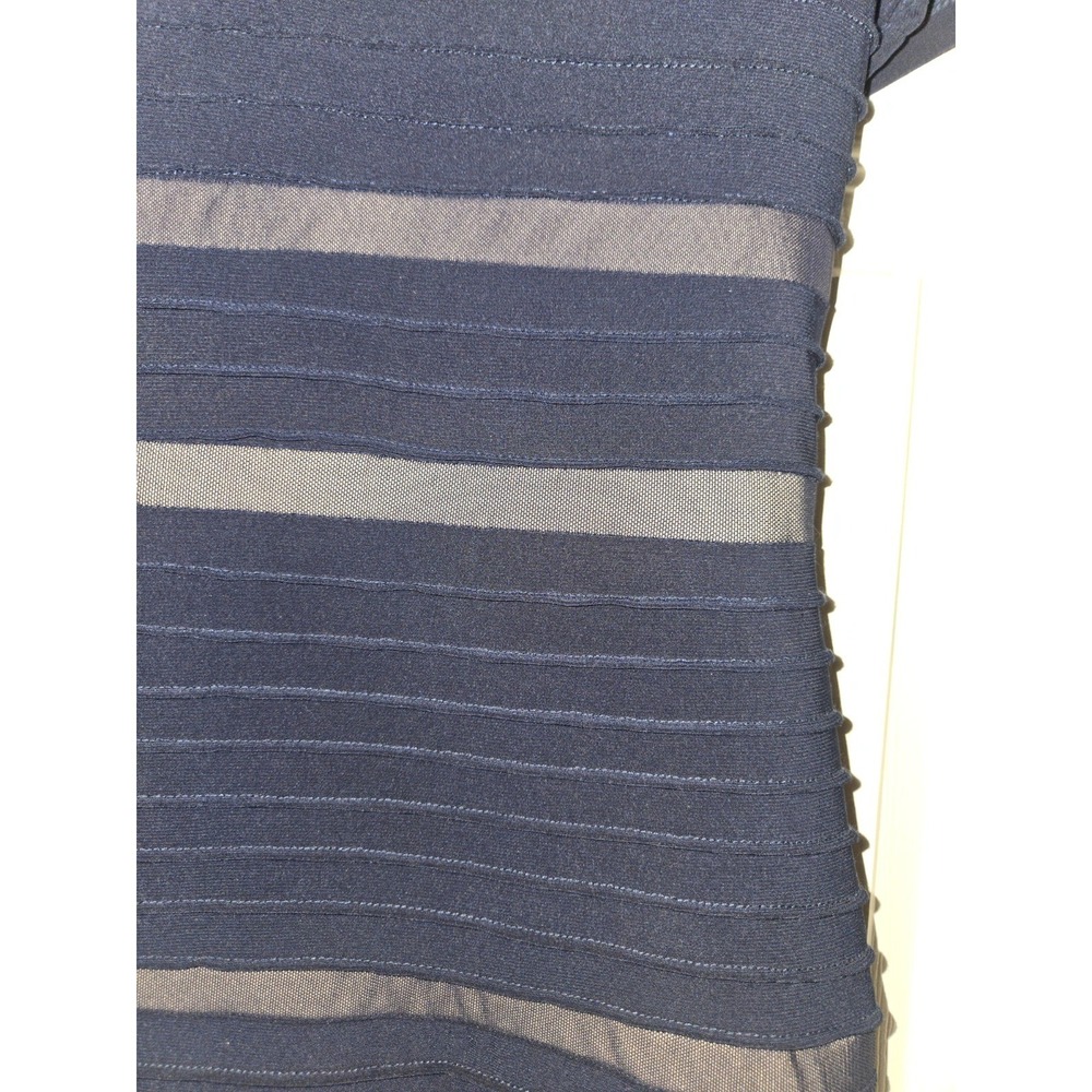 Adrianna Papell Pintucked Spliced Sheath Dress‎ in navy blue Size 8 - Picture 5 of 6